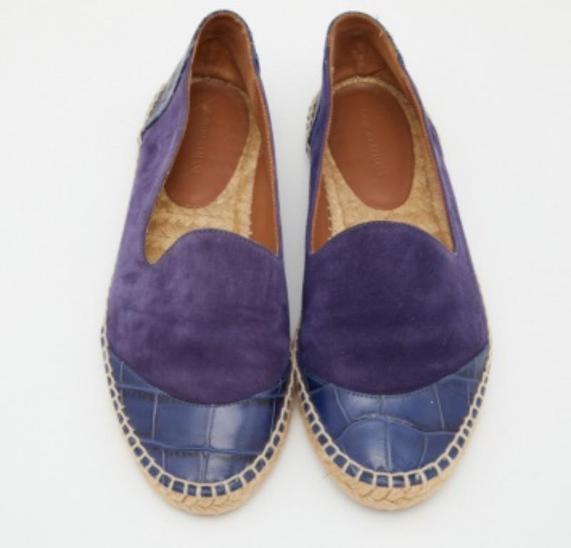 Giorgio Armani Alpargatas de ante y piel de cocodrilo azul talla 38 Negro en venta