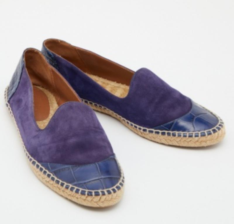 De las mujeres Giorgio Armani Alpargatas de ante y piel de cocodrilo azul talla 38 en venta