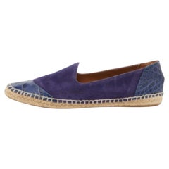 Giorgio Armani Bleu Espadrilles en cuir et daim gaufré Taille 38