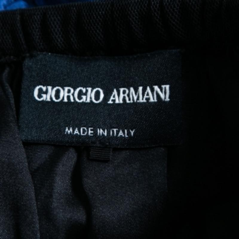 Bleu Giorgio Armani Blue - Robe droite en tulle avec applications florales S en vente