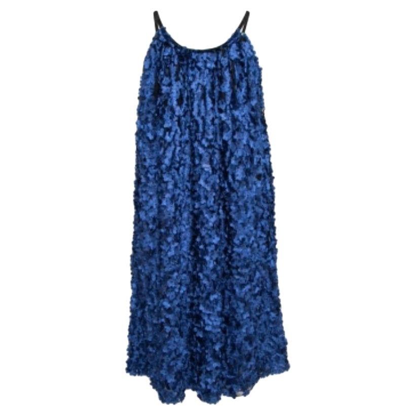 Giorgio Armani Blue Floral Applique Tulle Shift Dress S