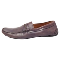 Giorgio Armani Blau Indigo Leder Logo Slip On Loafers Größe 40,5