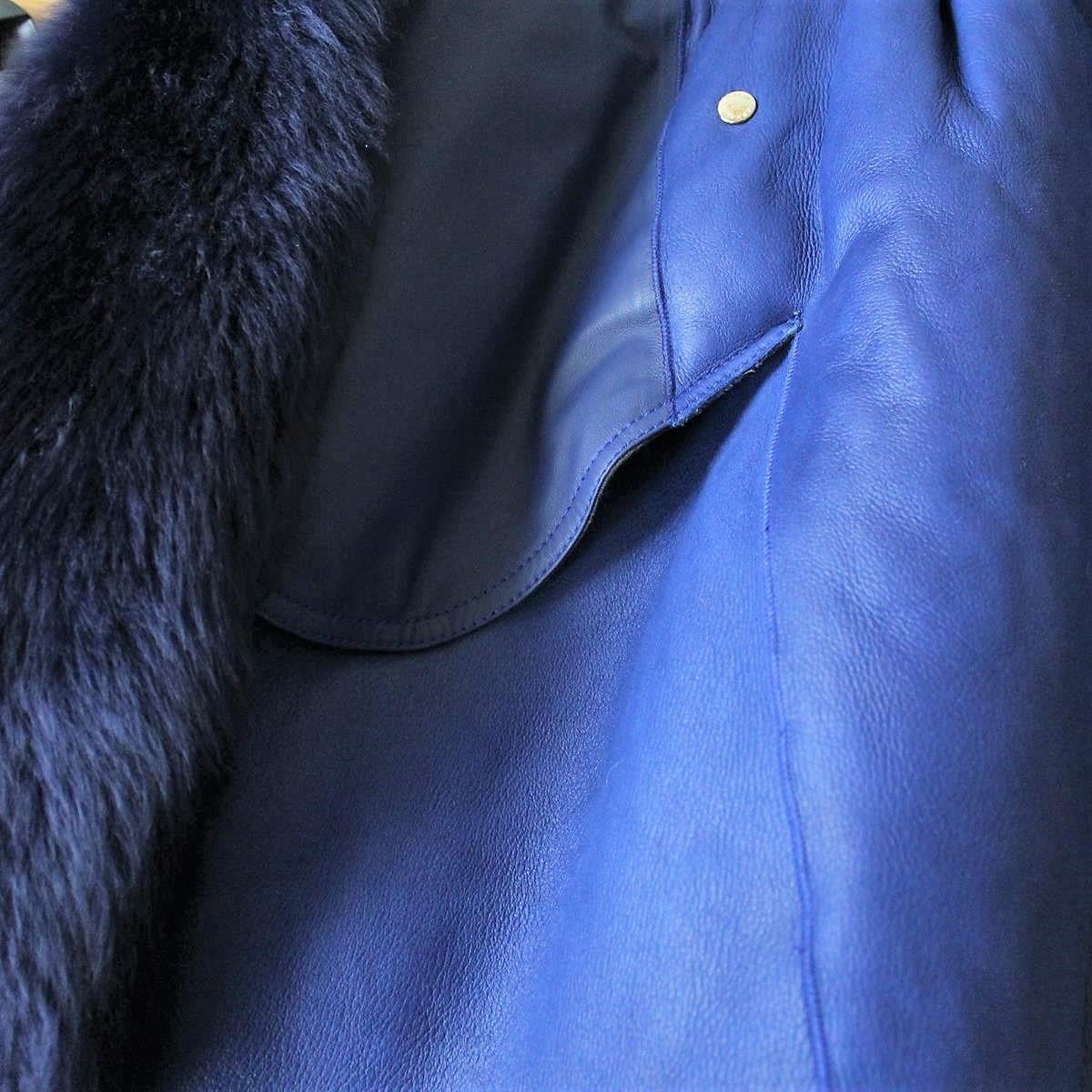 Black Giorgio Armani Blue Reversed Mutton Fur For Sale