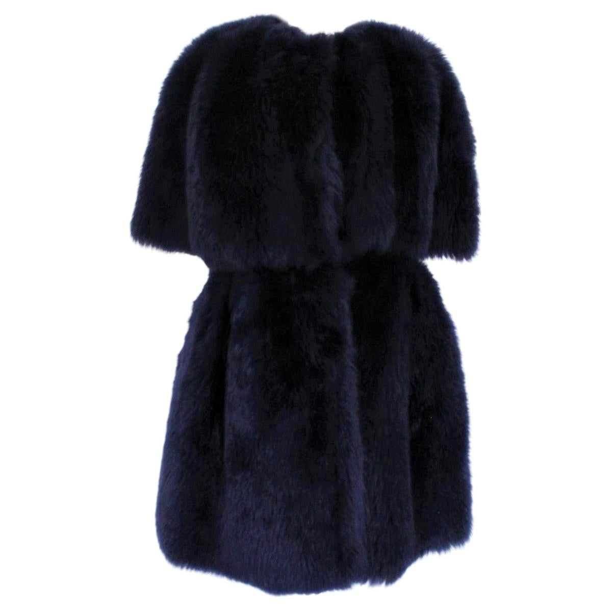 Giorgio Armani Blue Reversed Mutton Fur For Sale
