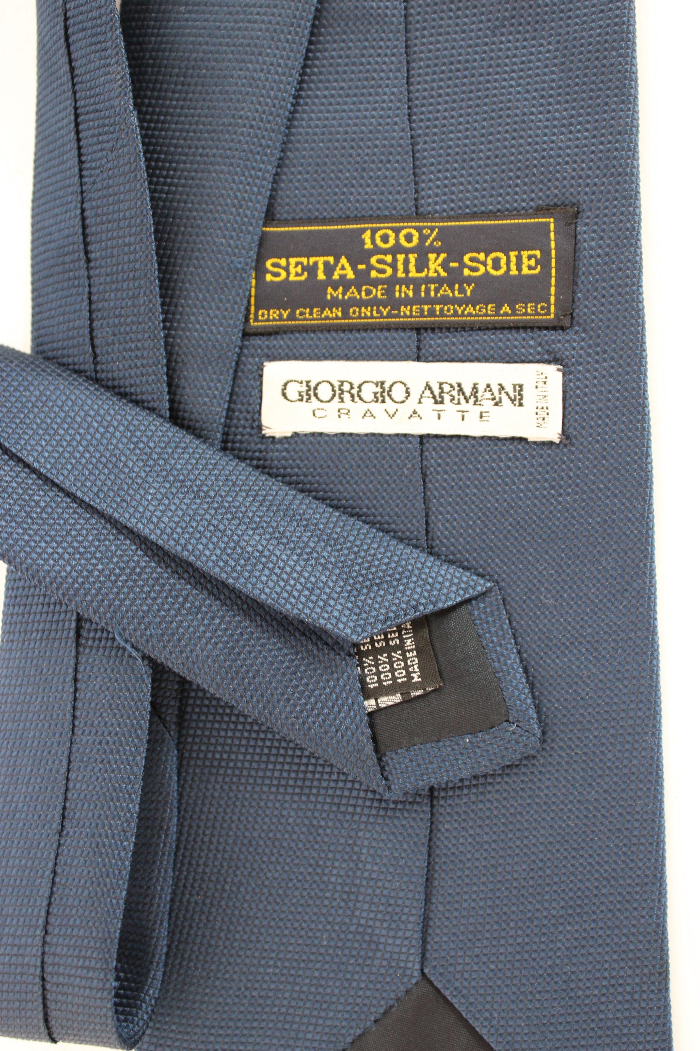 Bleu Cravate classique en soie bleue Giorgio Armani en vente