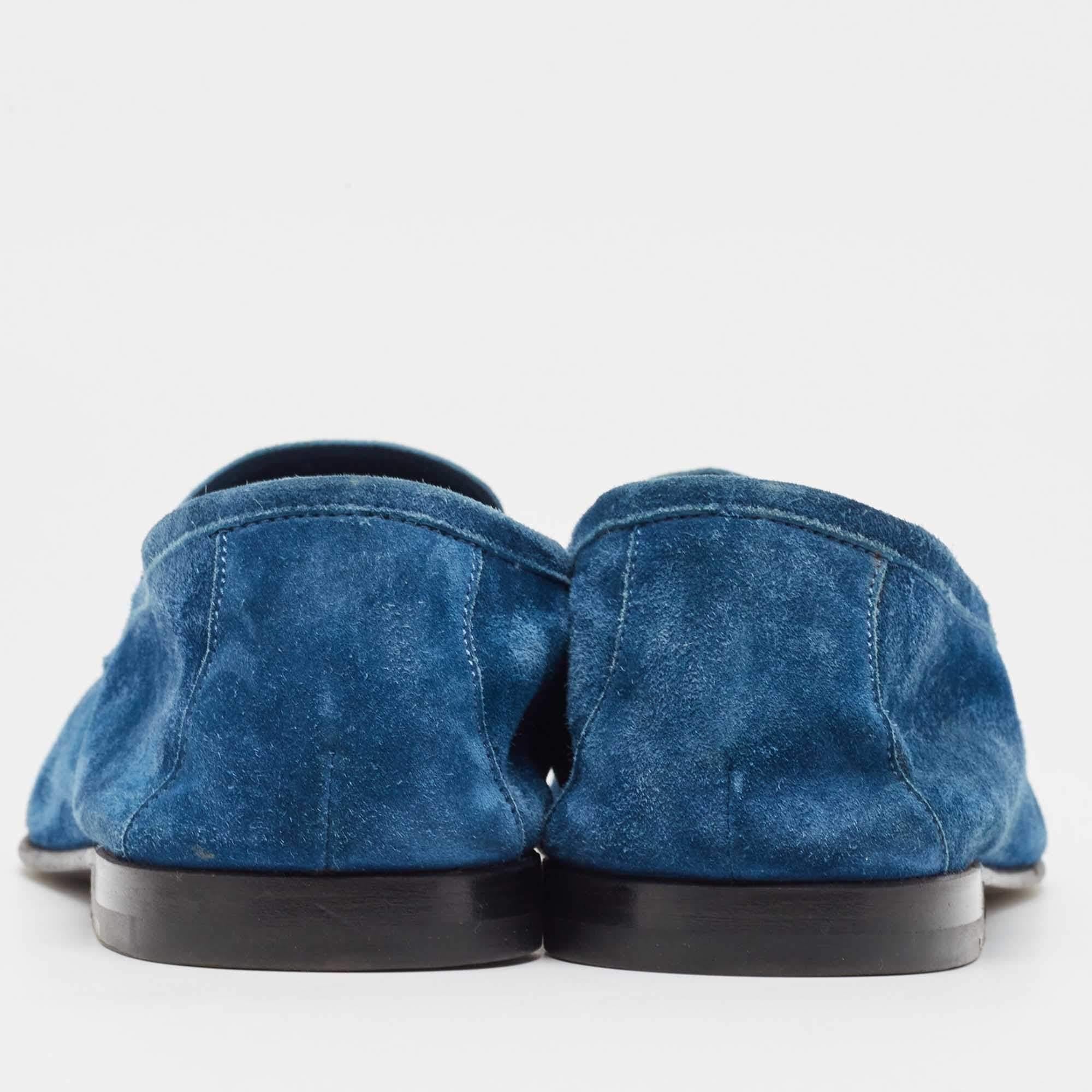 Giorgio Armani Blau Wildleder Penny Slip On Loafers Größe 43 im Angebot 1