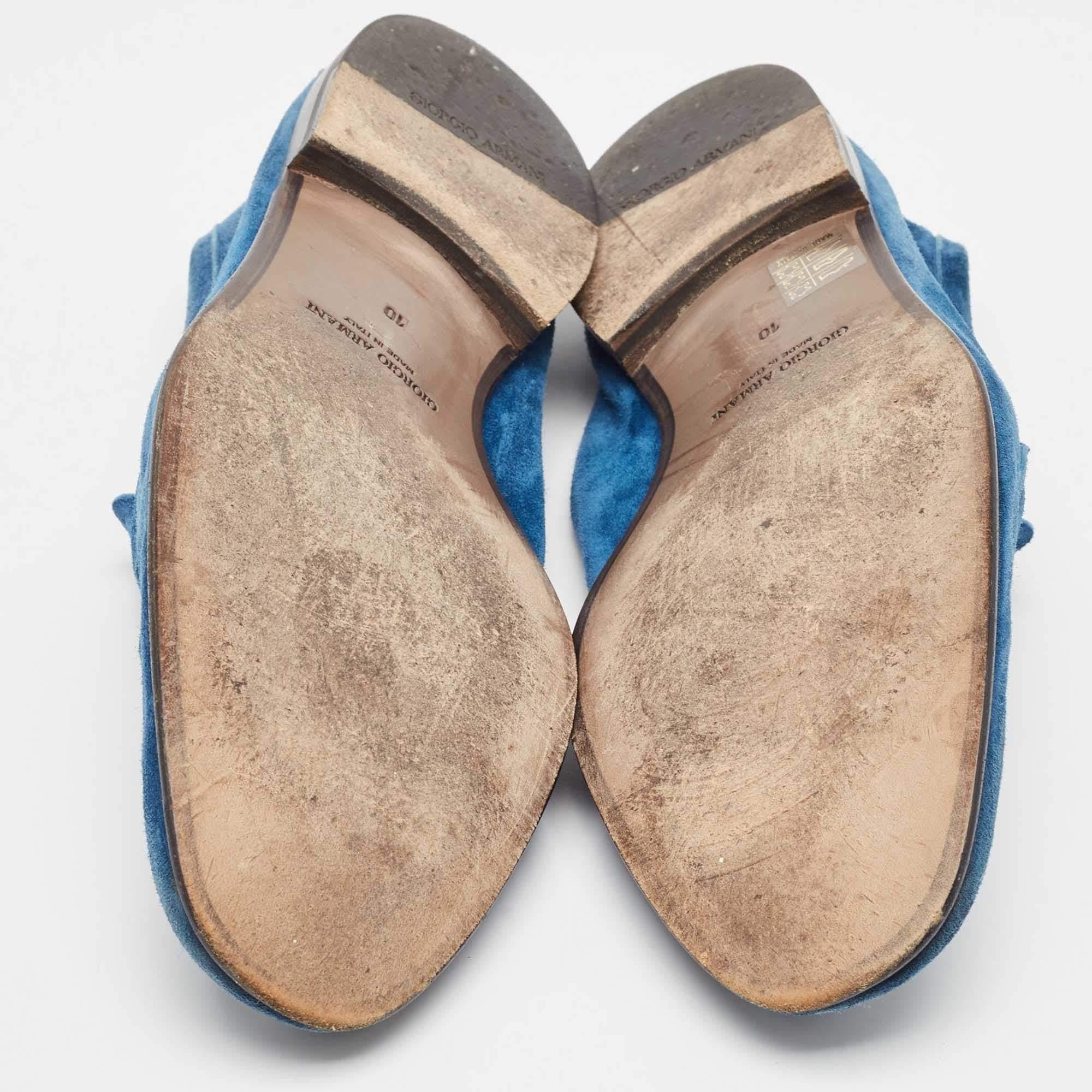 Giorgio Armani Blau Wildleder Penny Slip On Loafers Größe 43 im Angebot 2
