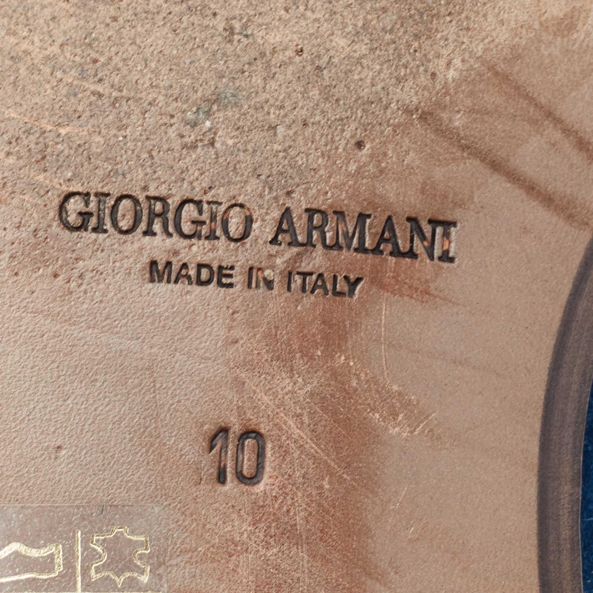 Giorgio Armani Blau Wildleder Penny Slip On Loafers Größe 43 im Angebot 4
