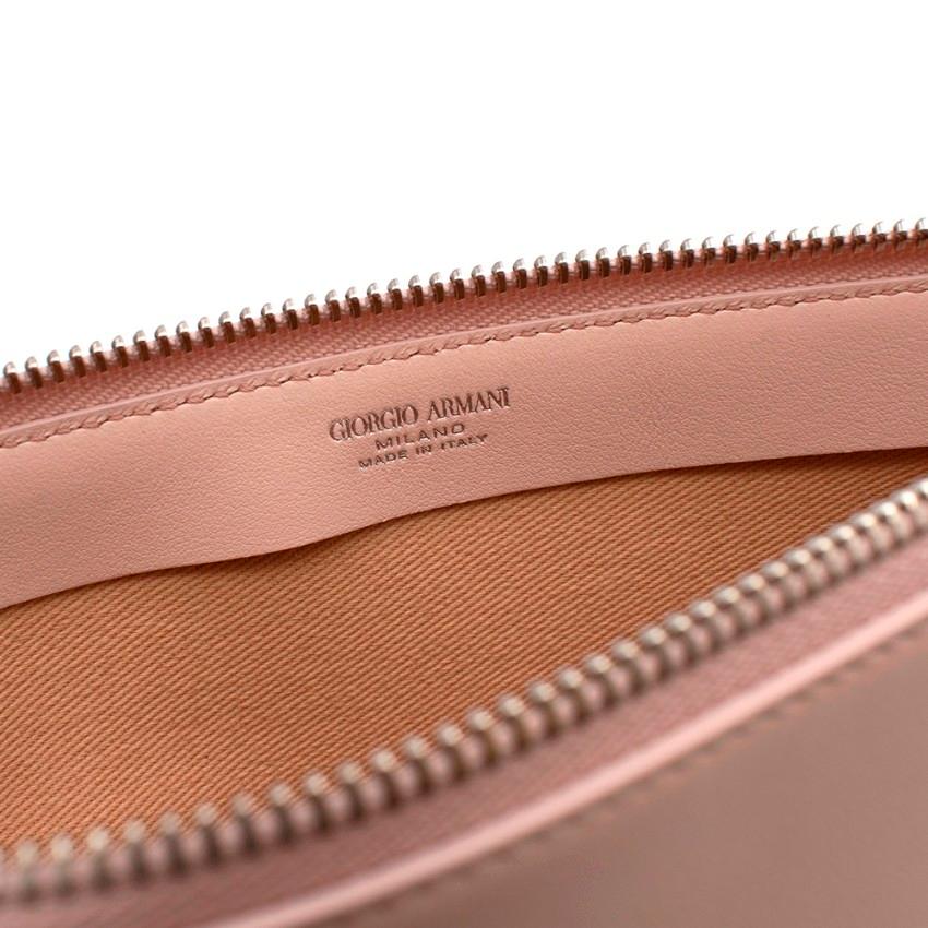 Giorgio Armani Blush Leather Zip Pouch In New Condition For Sale In London, GB
