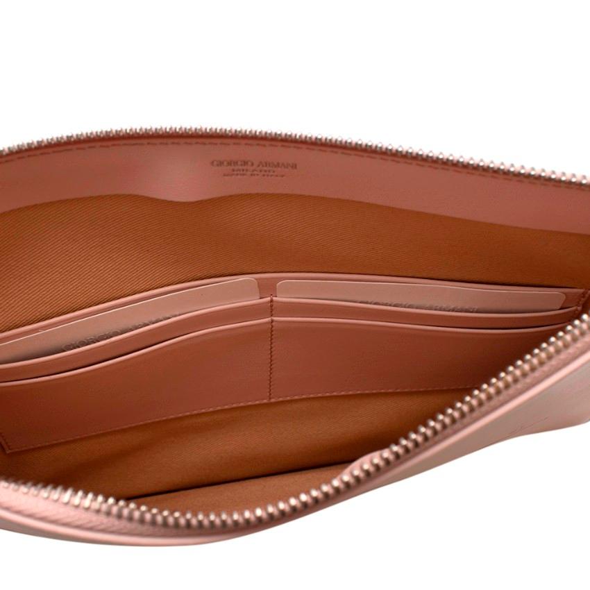 Women's Giorgio Armani Blush Leather Zip Pouch For Sale