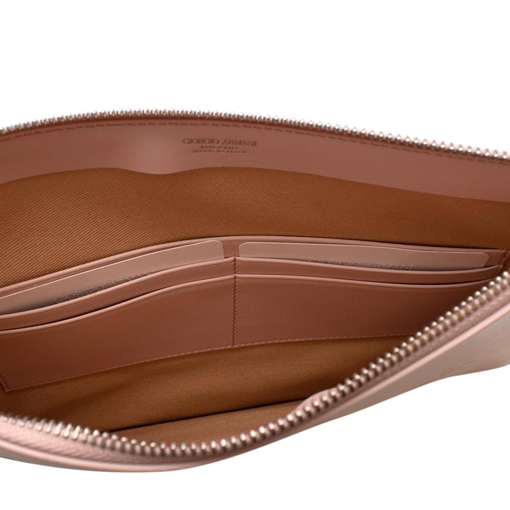 Giorgio Armani Blush Leather Zip Pouch For Sale 3
