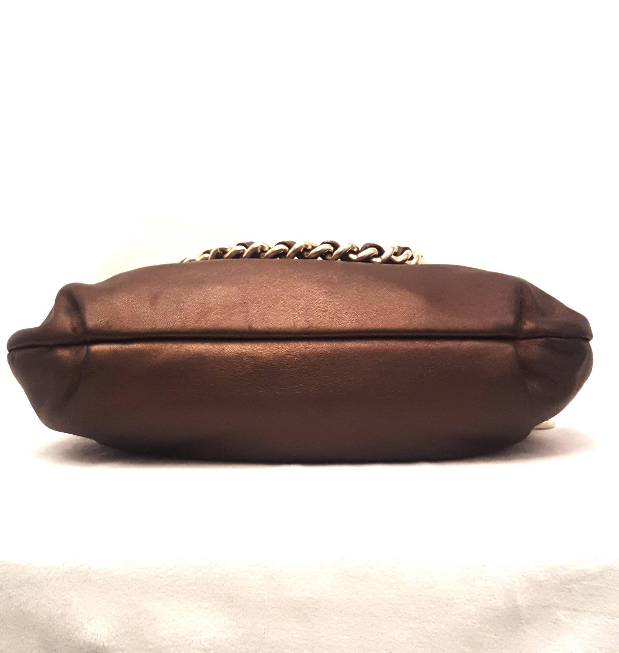 Giorgio Armani Bronze Tone Leather Handbag with Foldable Top Handles  2