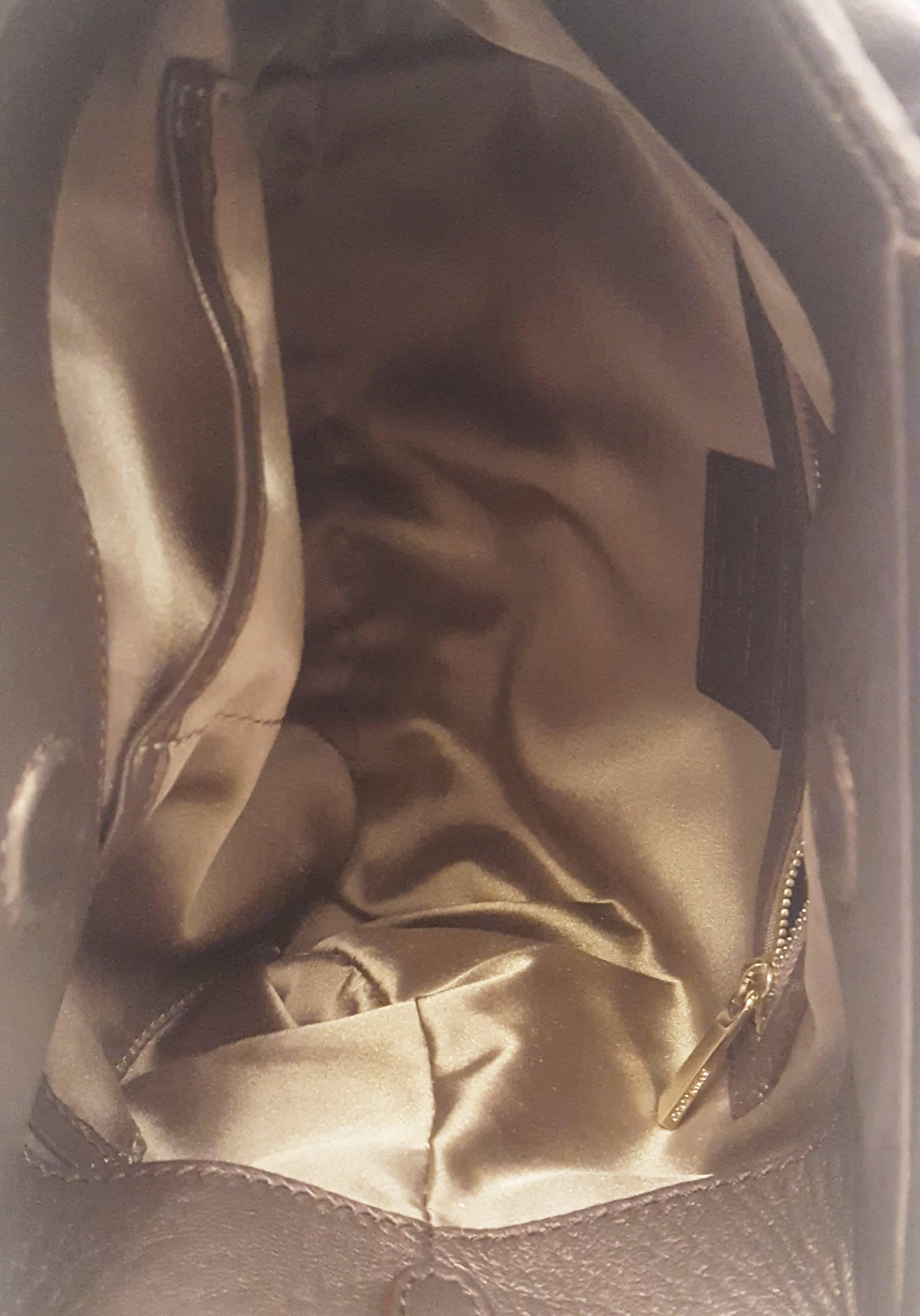Giorgio Armani Bronze Tone Leather Handbag with Foldable Top Handles  4