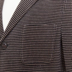 GIORGIO ARMANI brown black cotton blend micro-check 3 pockets blazer  IT46 S