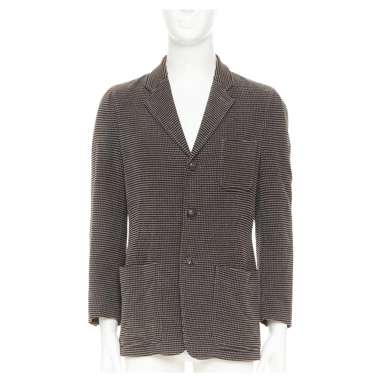 GIORGIO ARMANI brown black cotton blend micro-check 3 pockets blazer  IT46 S
