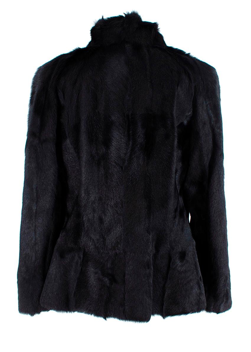 Giorgio Armani Brown-Black Shearling Fur Cropped Jacket - XL In Excellent Condition For Sale In London, GB