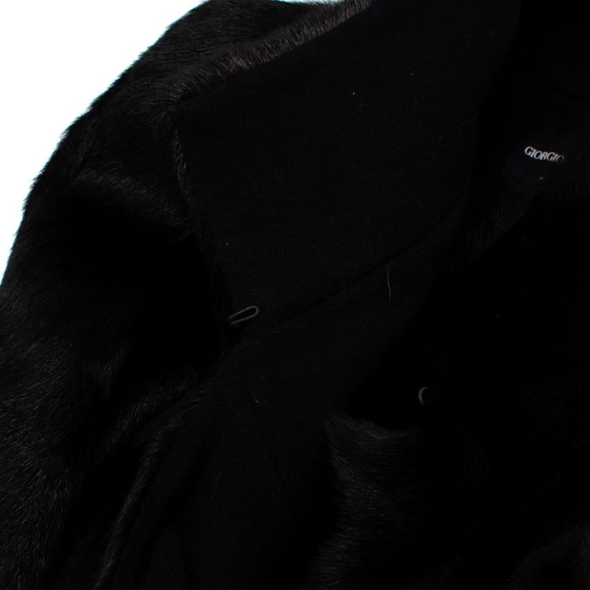 Giorgio Armani Brown-Black Shearling Fur Cropped Jacket - XL For Sale 2