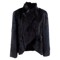 Giorgio Armani Brown-Black Shearling Fur Cropped Jacket - XL