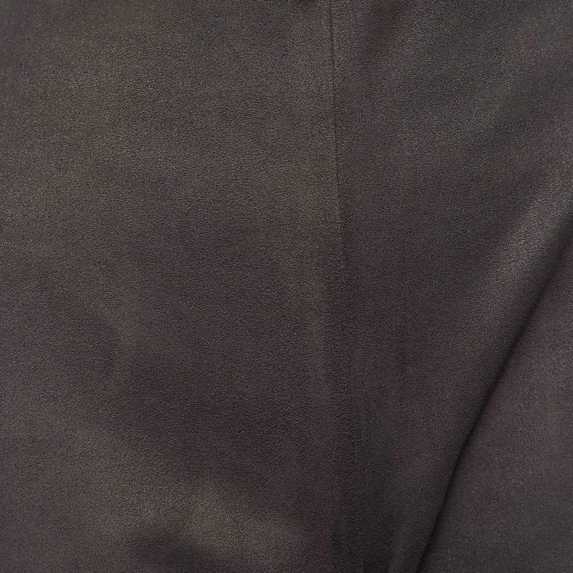Black Giorgio Armani Brown Coated Knit Straight Fit Trousers M