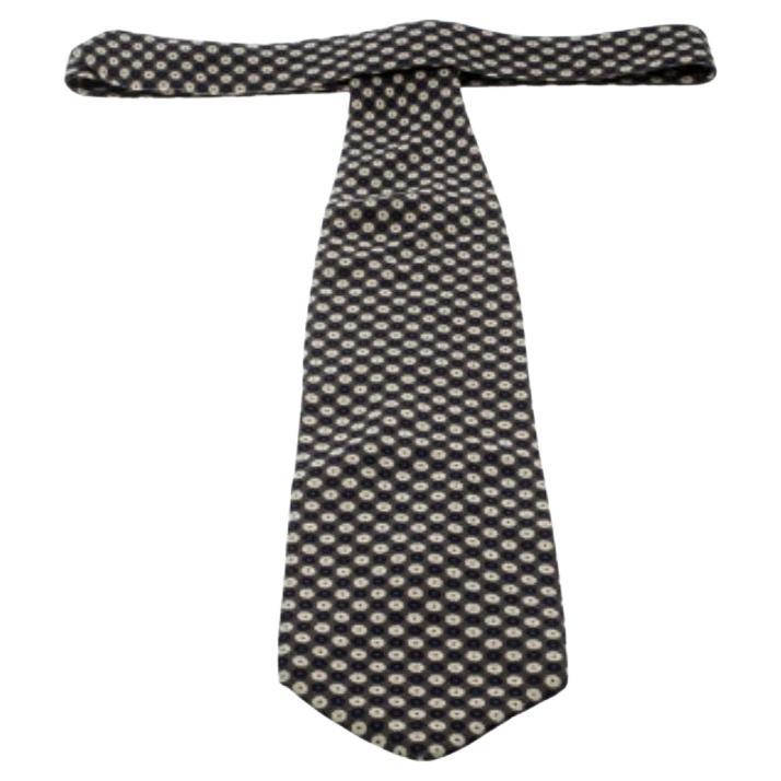Giorgio Armani Traditionelle Krawatte aus brauner gepunkteter Seide im Angebot