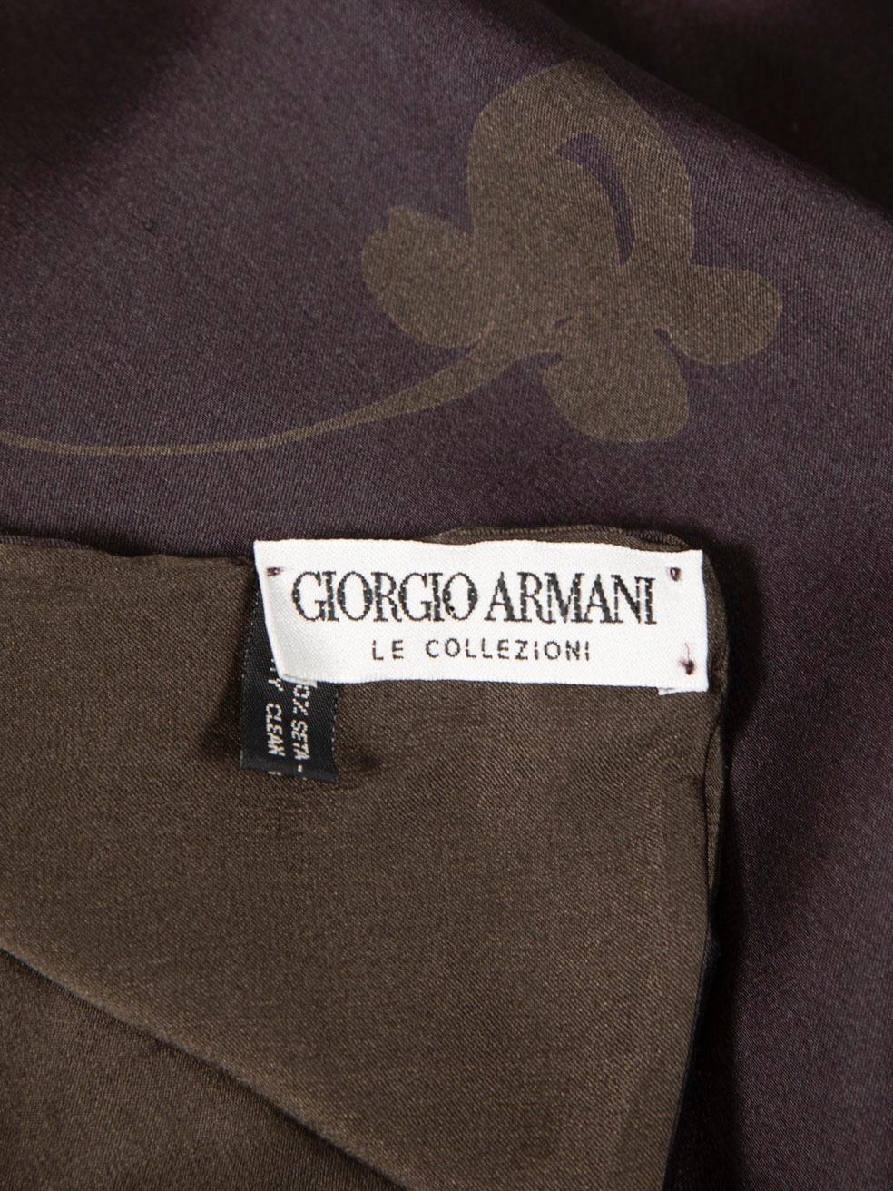 Giorgio Armani Brown Floral Print Silk Scarf For Sale 5