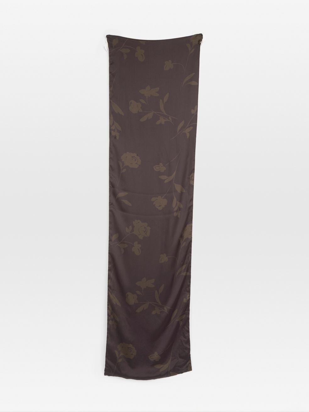 Black Giorgio Armani Brown Floral Print Silk Scarf For Sale