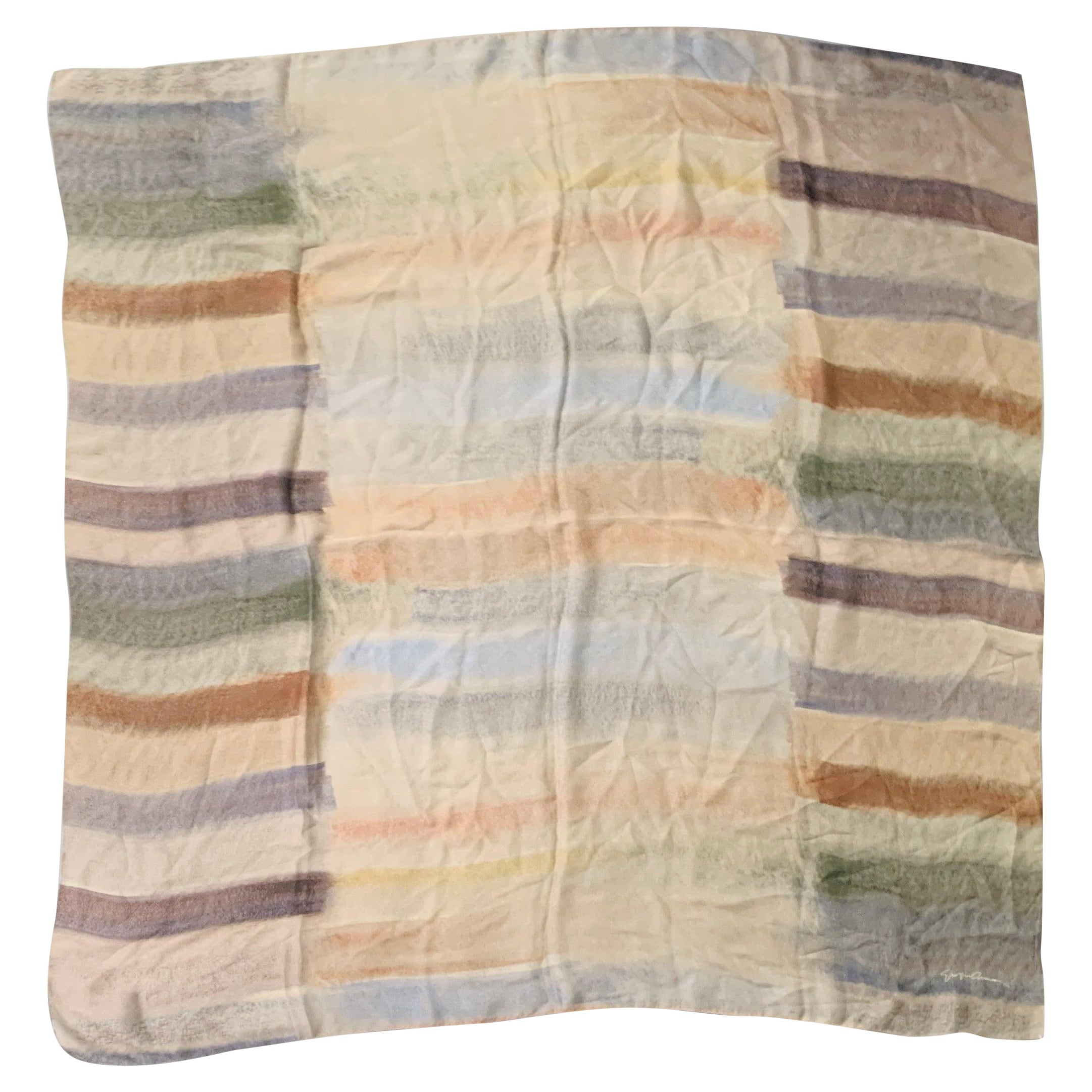 GIORGIO ARMANI Foulard en soie marron-vert aquarelle Ombre