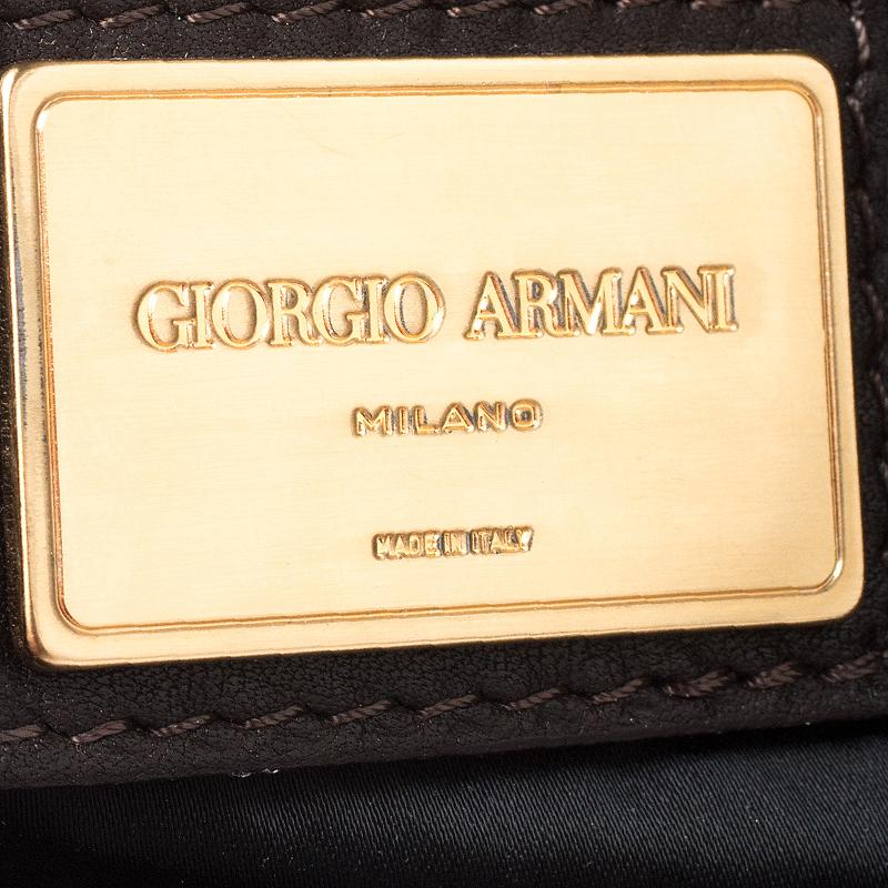 Giorgio Armani Brown Leather Messenger Bag 2
