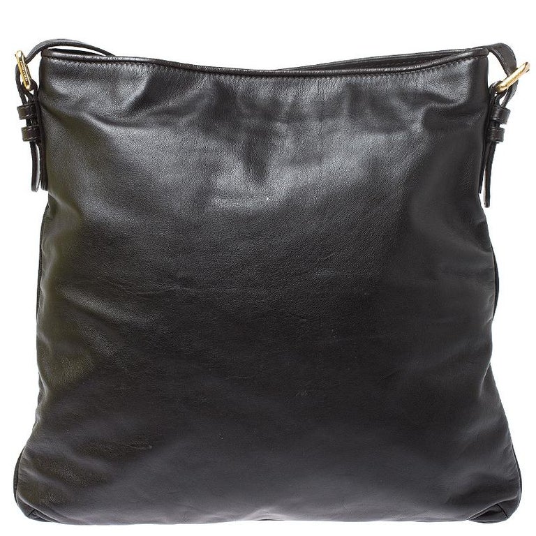 Giorgio Armani Dark Brown Pebbled Leather Crossbody Shoulder Bag