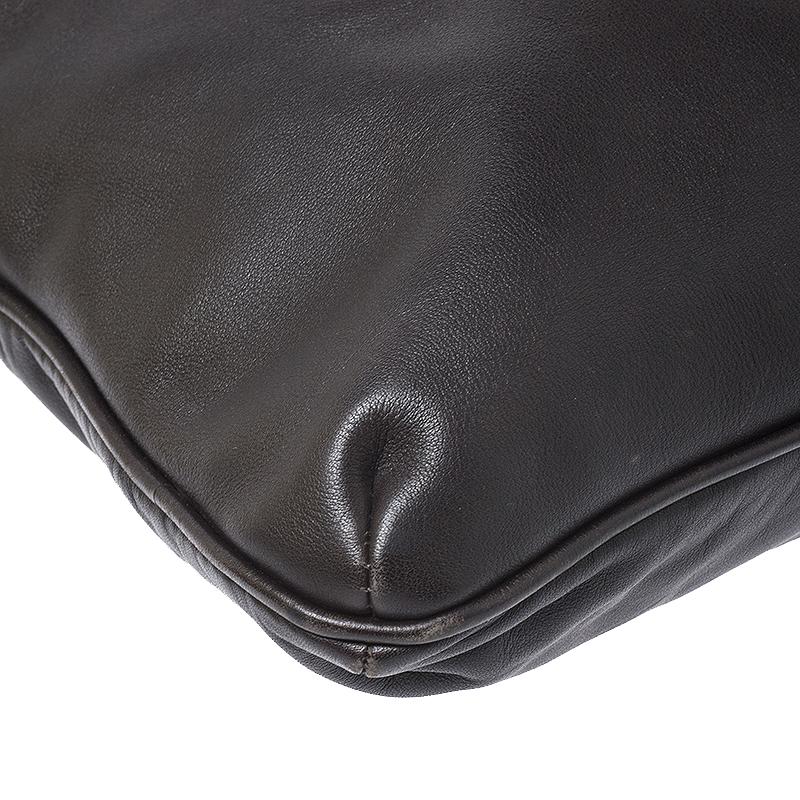 Black Giorgio Armani Brown Leather Messenger Bag