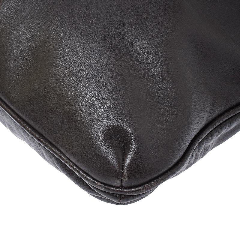 Giorgio Armani Brown Leather Messenger Bag In Good Condition In Dubai, Al Qouz 2