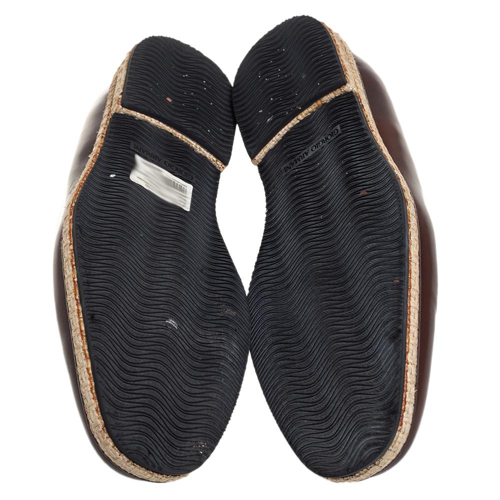 Giorgio Armani Brown Leather Slip On Espadrilles Size 42.5 1