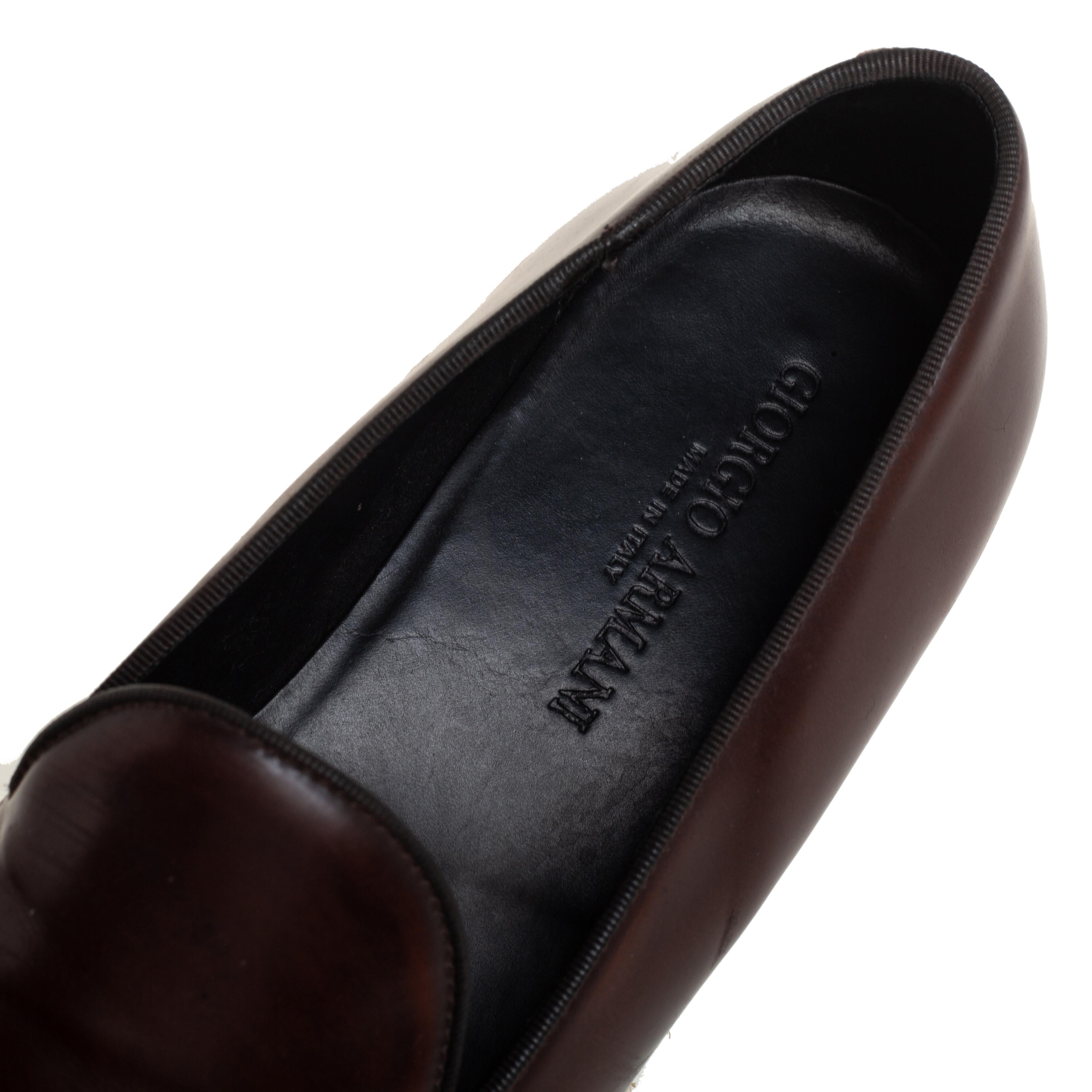 Giorgio Armani Brown Leather Slip On Espadrilles Size 42.5 2