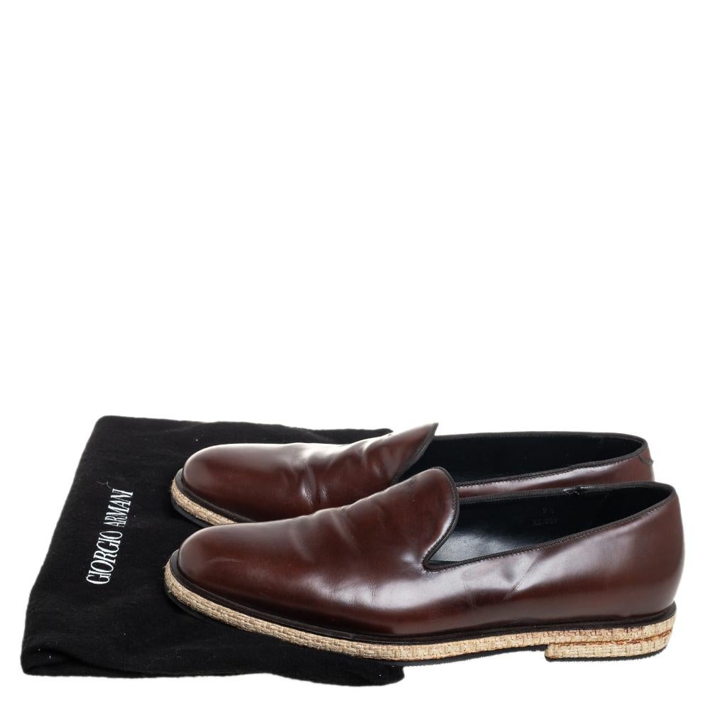 Giorgio Armani Brown Leather Slip On Espadrilles Size 42.5 3