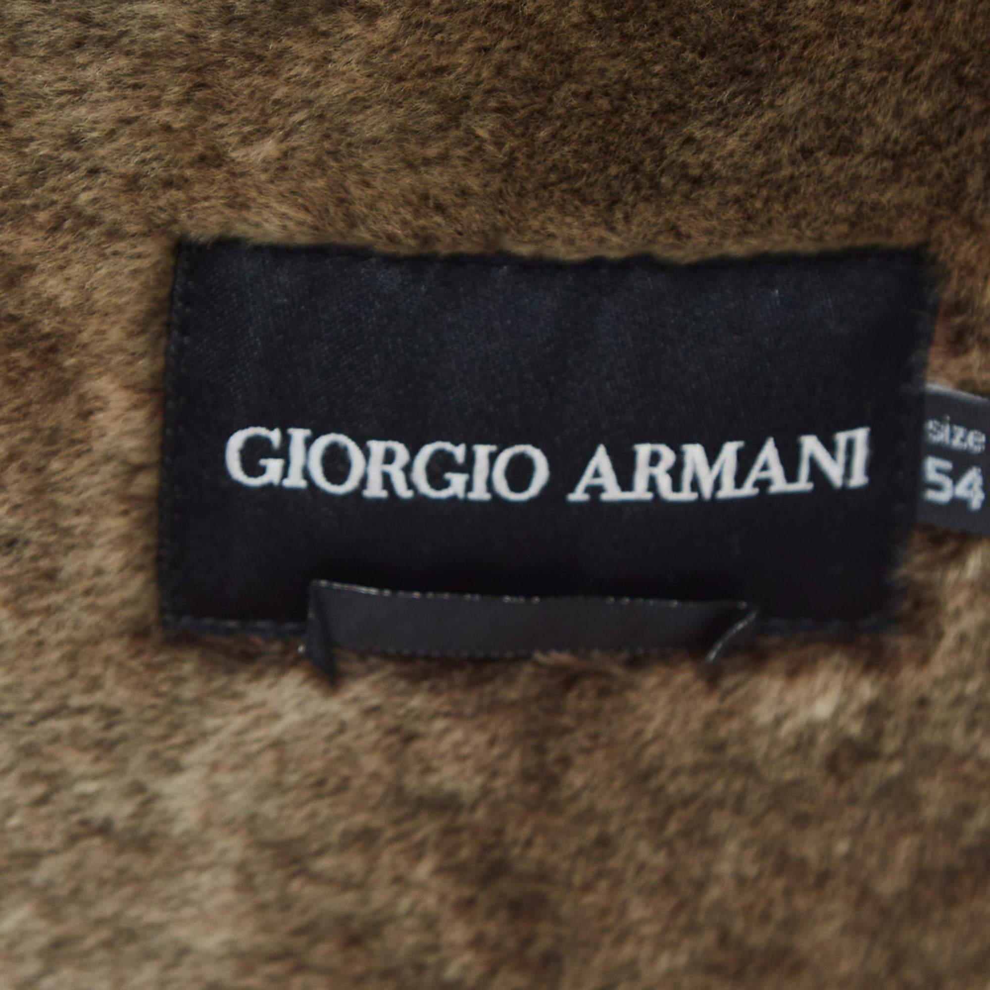 Men's Giorgio Armani Brown Leather Zipper Jacket XXL