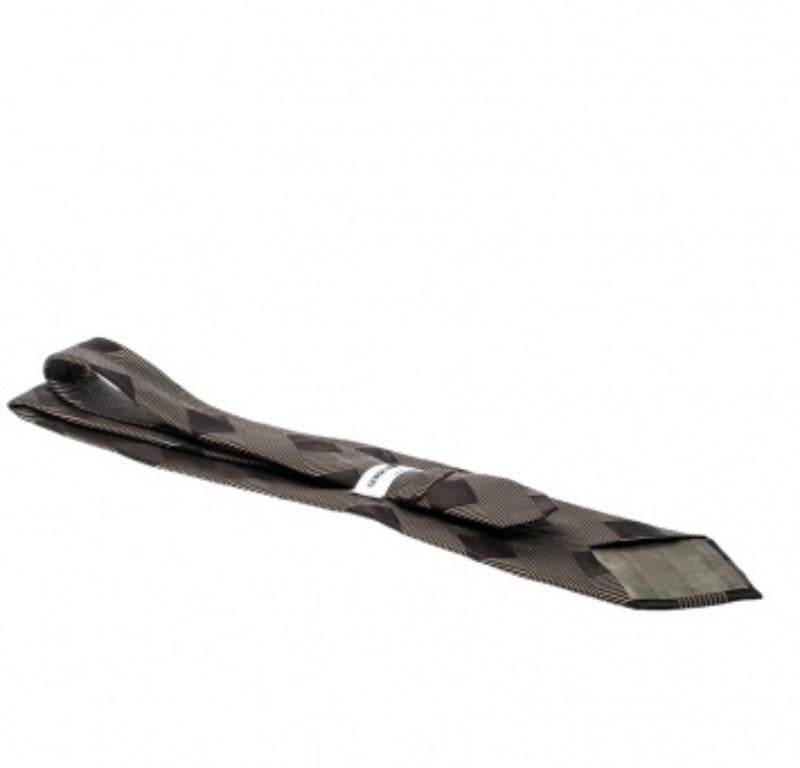 Corbata tradicional de jacquard de seda con estampado marrón Giorgio Armani Negro en venta
