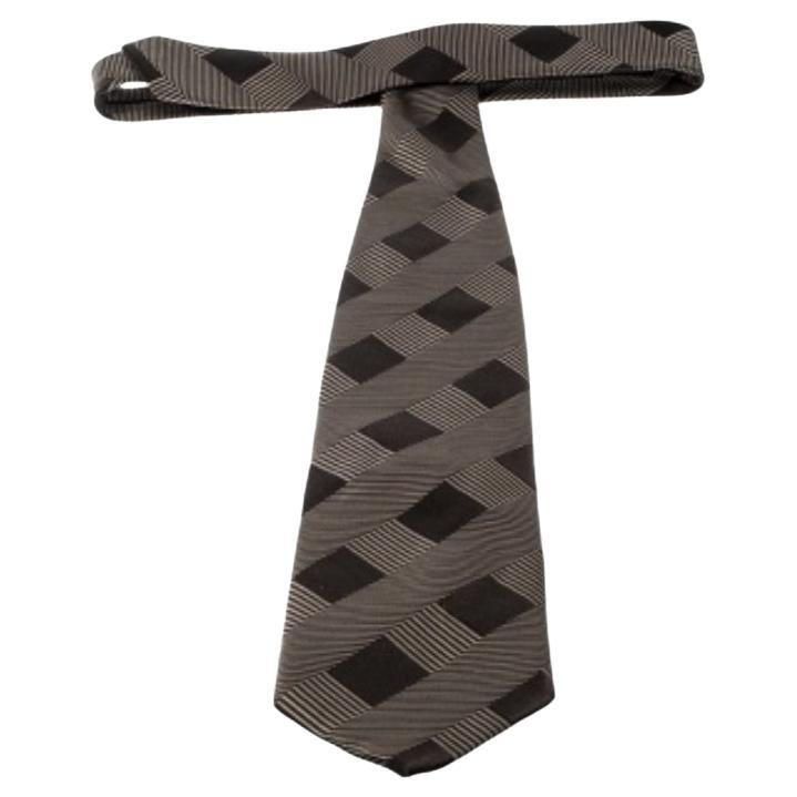 Corbata tradicional de jacquard de seda con estampado marrón Giorgio Armani en venta
