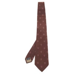 Giorgio Armani Brown Printed Silk Tie
