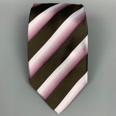 GIORGIO ARMANI Brown & Purple Diagonal Stripe Silk Tie