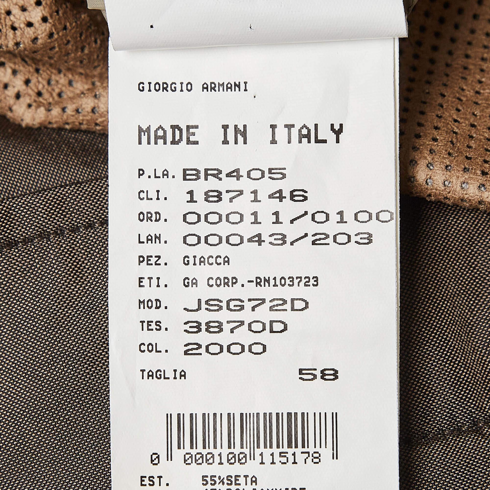 Giorgio Armani Giacca marrone in misto seta XXXL in vendita 1