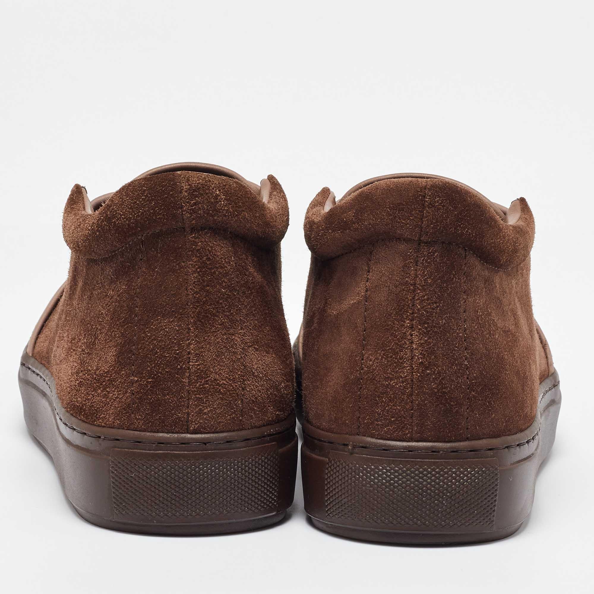 Giorgio Armani Brown Suede and Leather Slip On Sneakers Size 39 For Sale 1