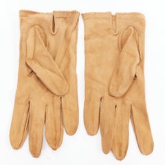 GIORGIO ARMANI brown suede V topstitch short gloves M