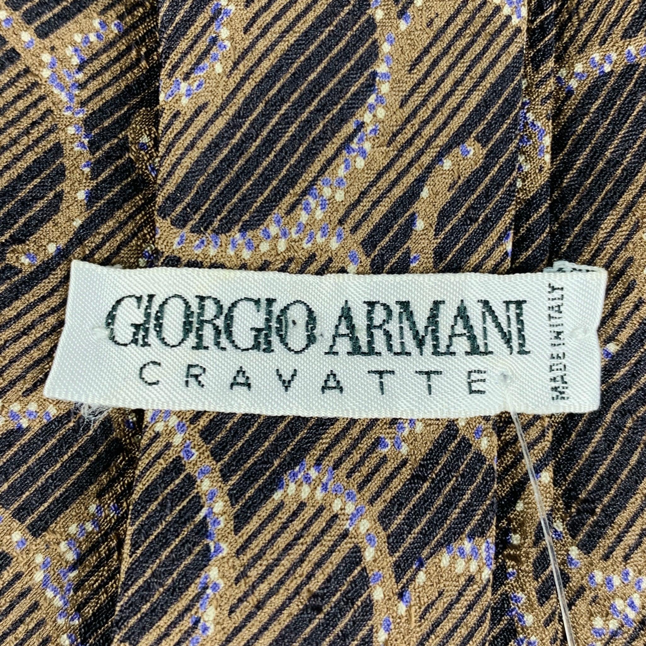 GIORGIO ARMANI Brown Swirls Silk Tie In Excellent Condition In San Francisco, CA