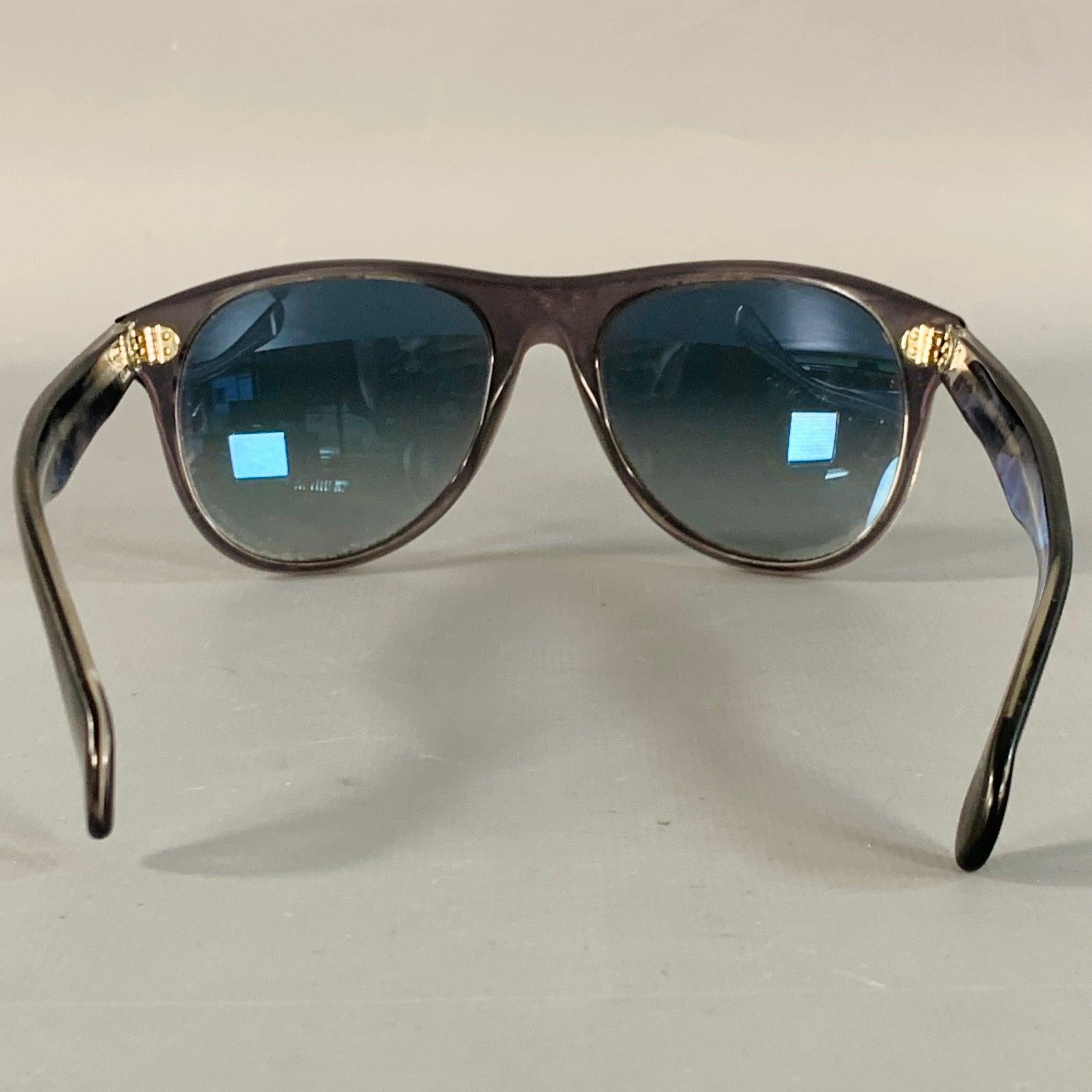 GIORGIO ARMANI Brown Transparent Acetate Teardrop Sunglasses Negro en venta