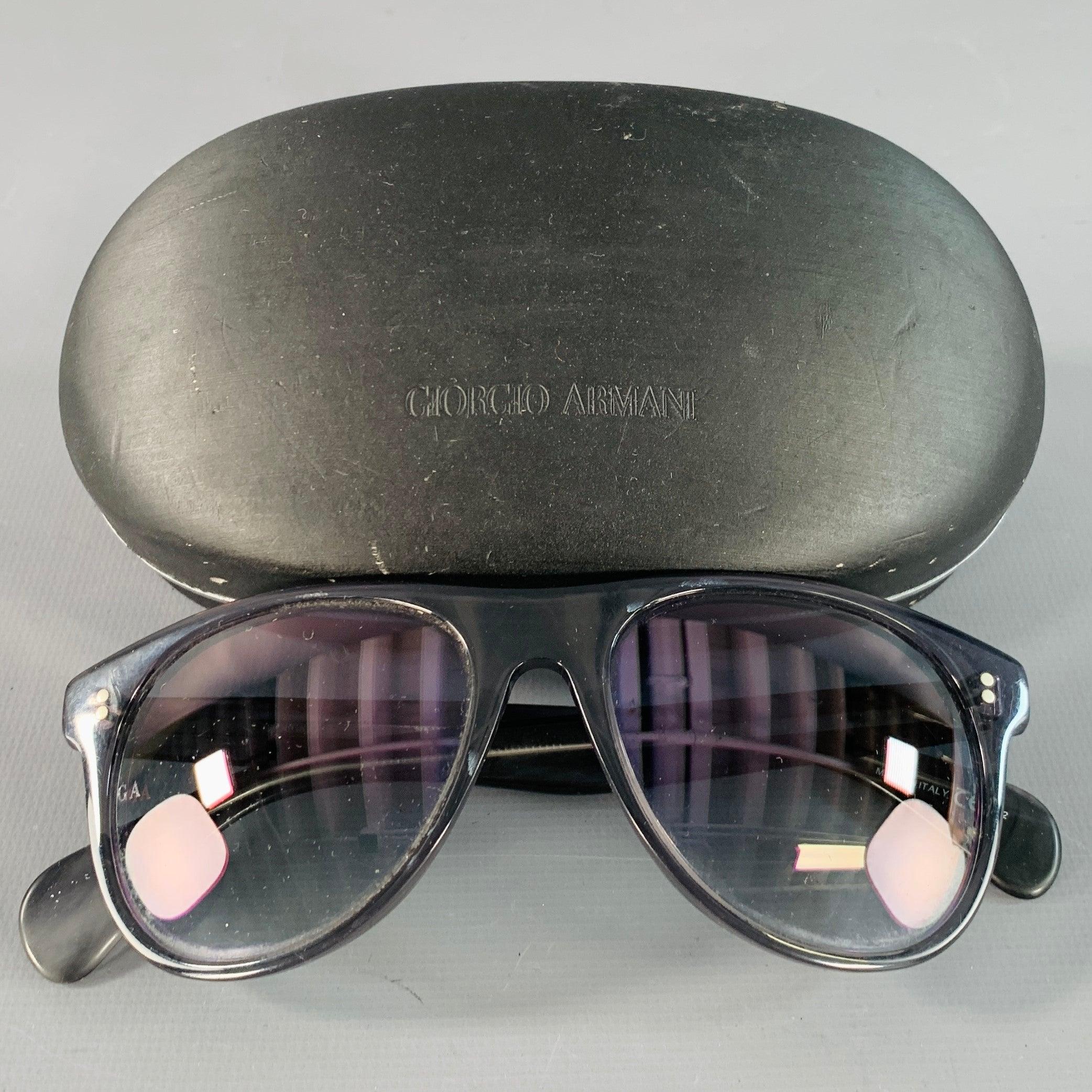 GIORGIO ARMANI Brown Transparent Acetate Teardrop Sunglasses en venta 2
