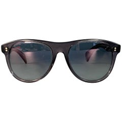 GIORGIO ARMANI Brown Transparent Acetate Teardrop Sunglasses