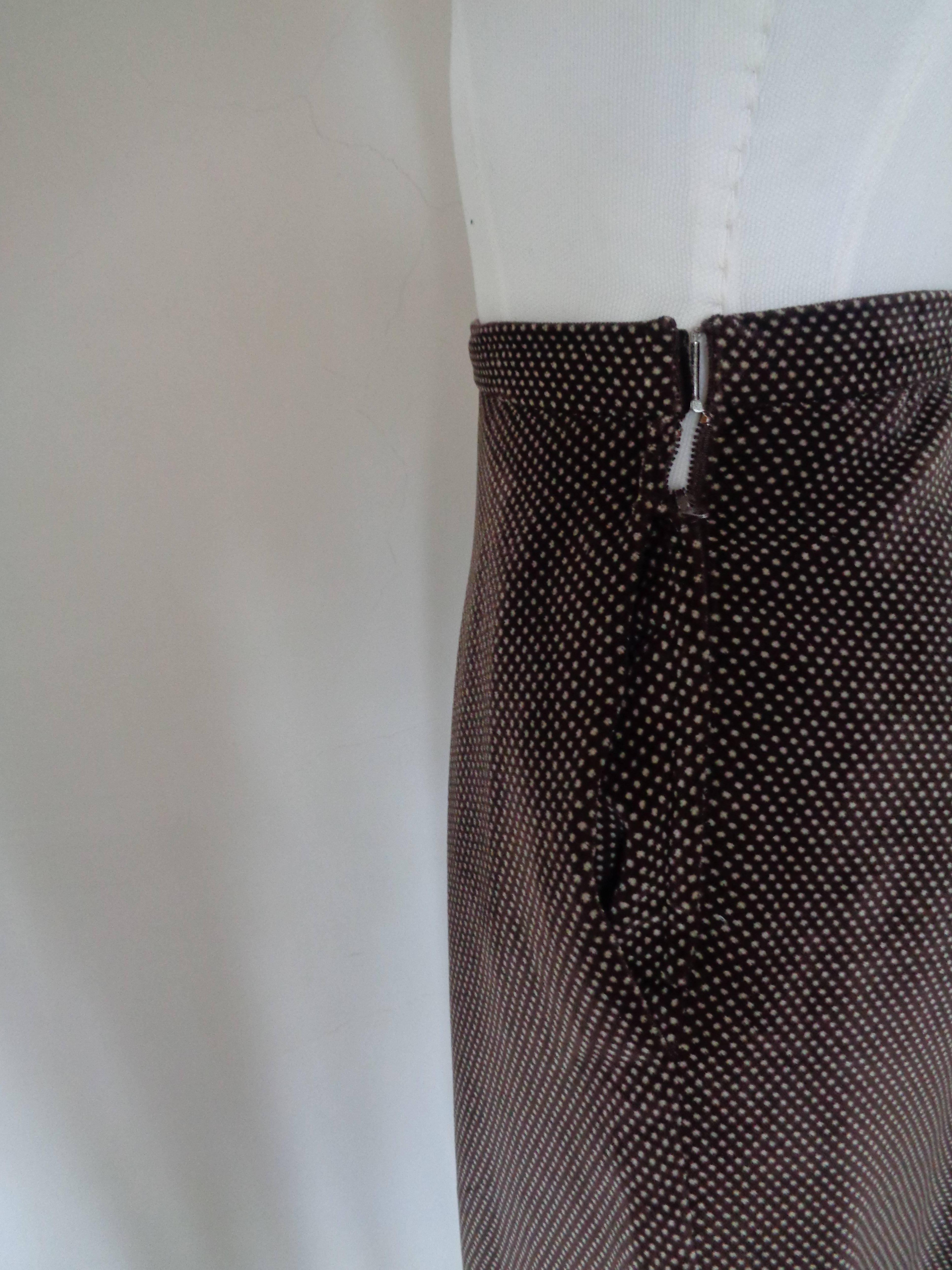 Black Giorgio Armani Brown white Pois Skirt For Sale