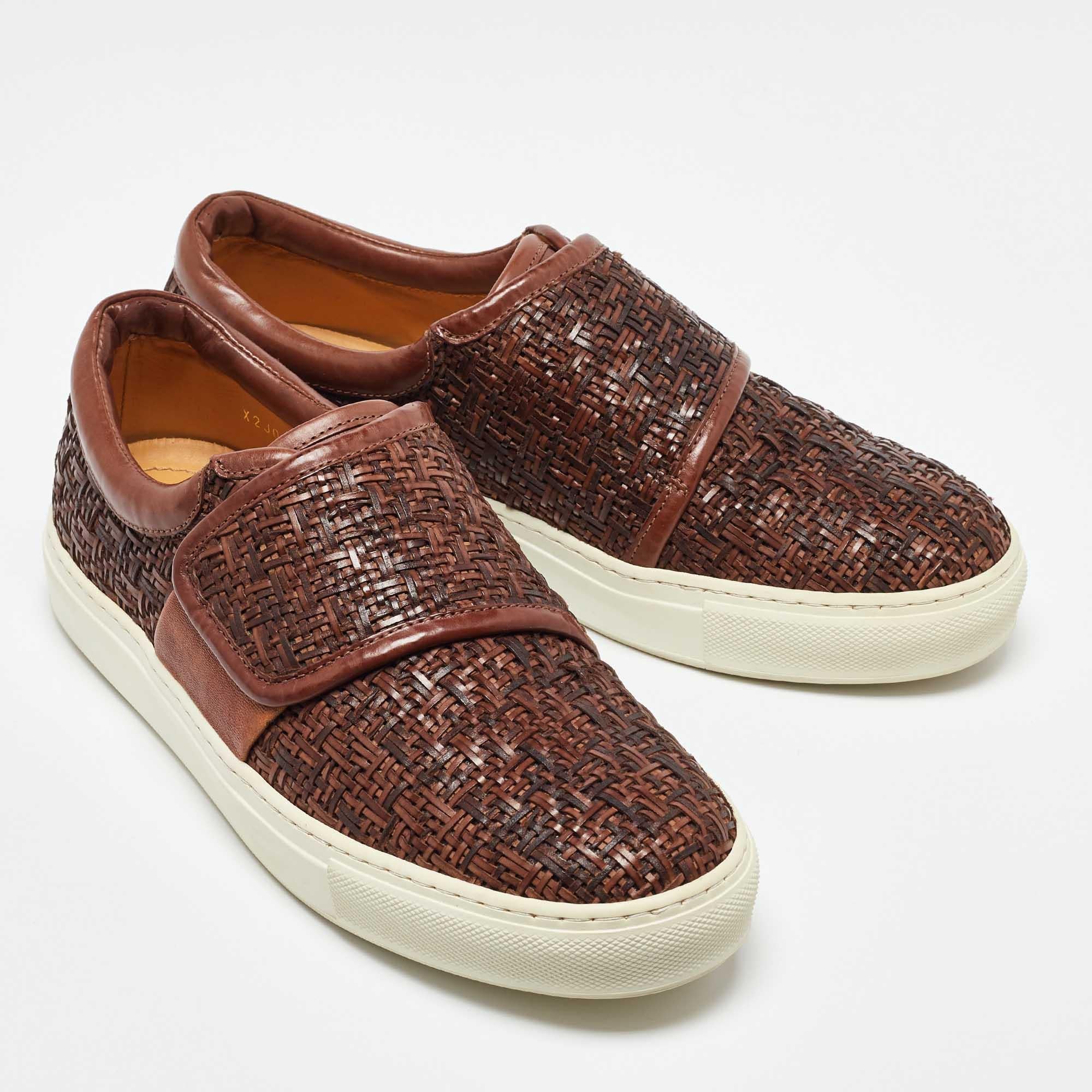 De los hombres Giorgio Armani Zapatillas Slip On Piel Marrón Tejida Talla 38 en venta
