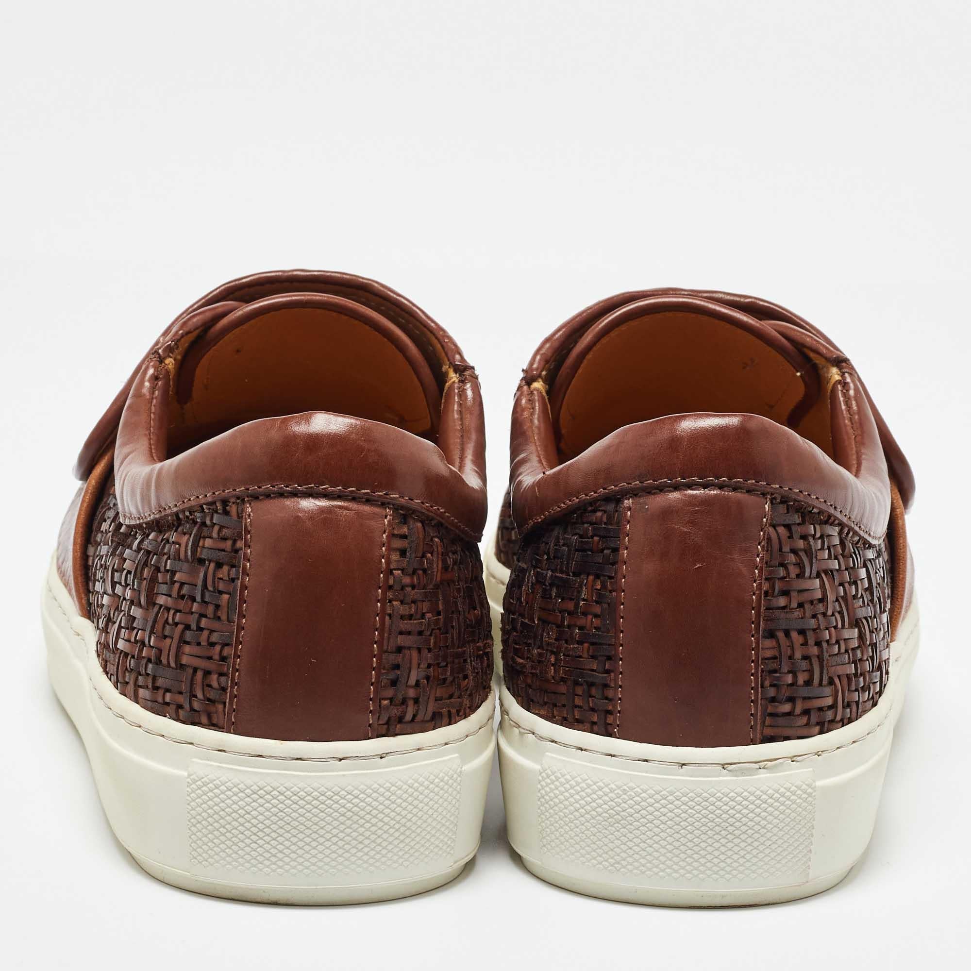 Giorgio Armani Zapatillas Slip On Piel Marrón Tejida Talla 38 en venta 1