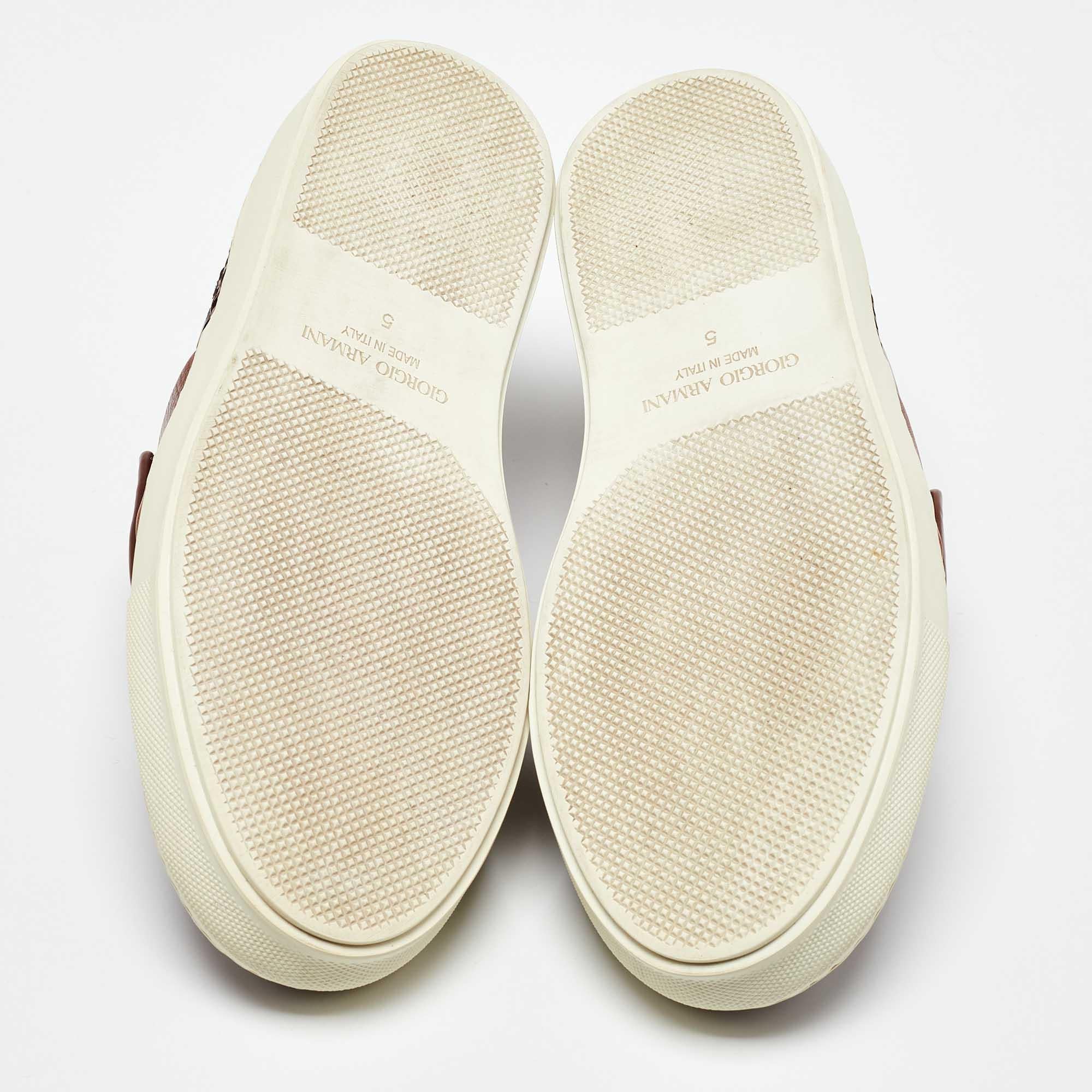 Giorgio Armani Zapatillas Slip On Piel Marrón Tejida Talla 38 en venta 2